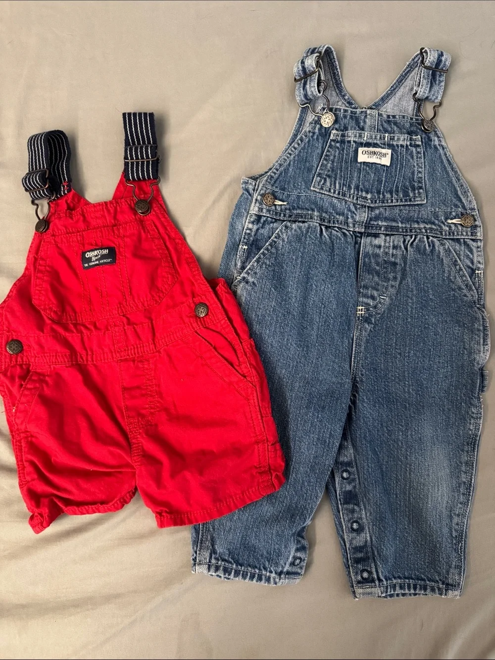 Set of 2 Oshkosh overalls 12m